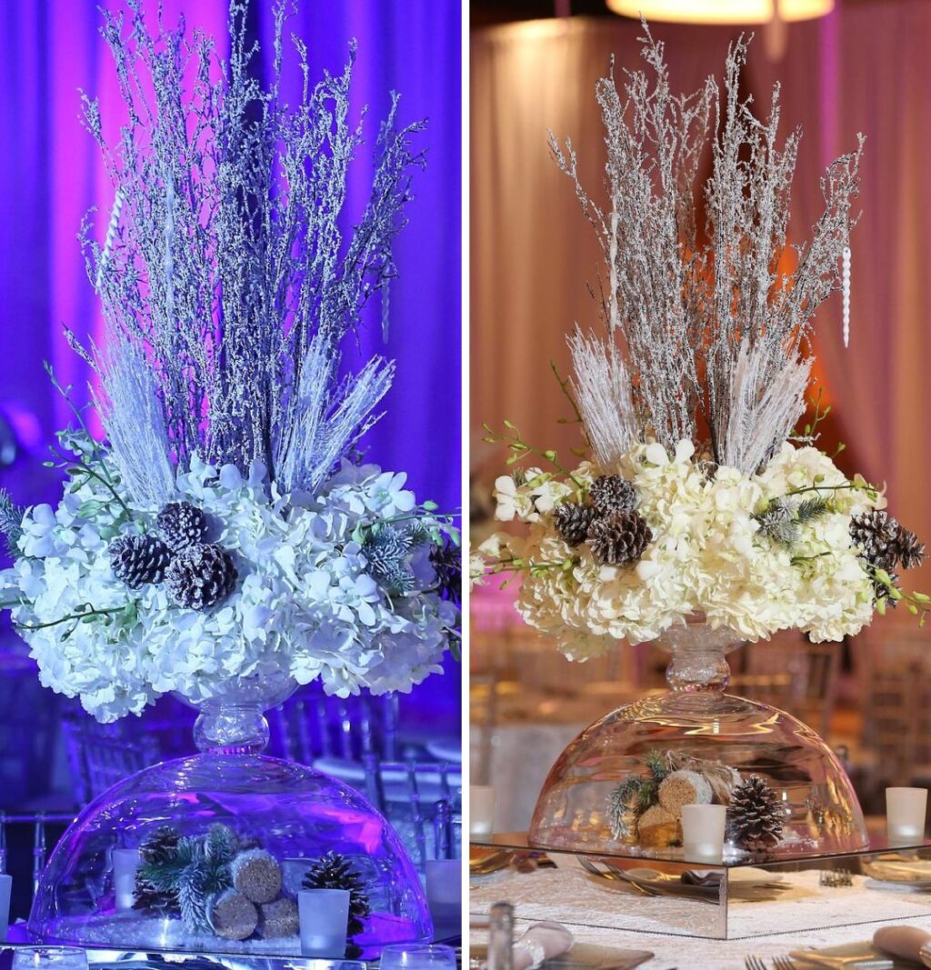 Winter wedding reception centerpieces 