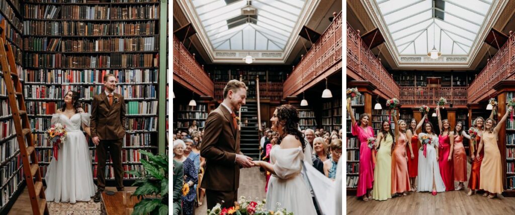 a wedding ceremony at a public library