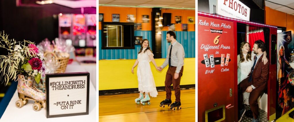 A fun wedding at a skating rink