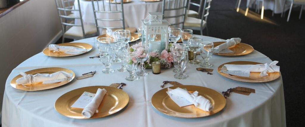 Table decor at a wedding reception