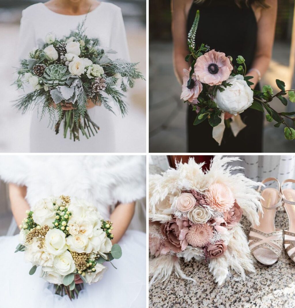 a photo collage of wedding bouquets for the bride