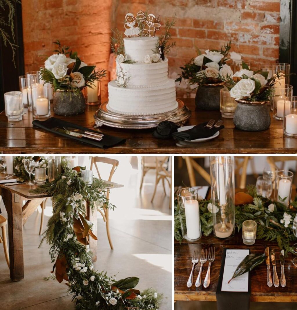 Pretty decorations for a winter wedding reception