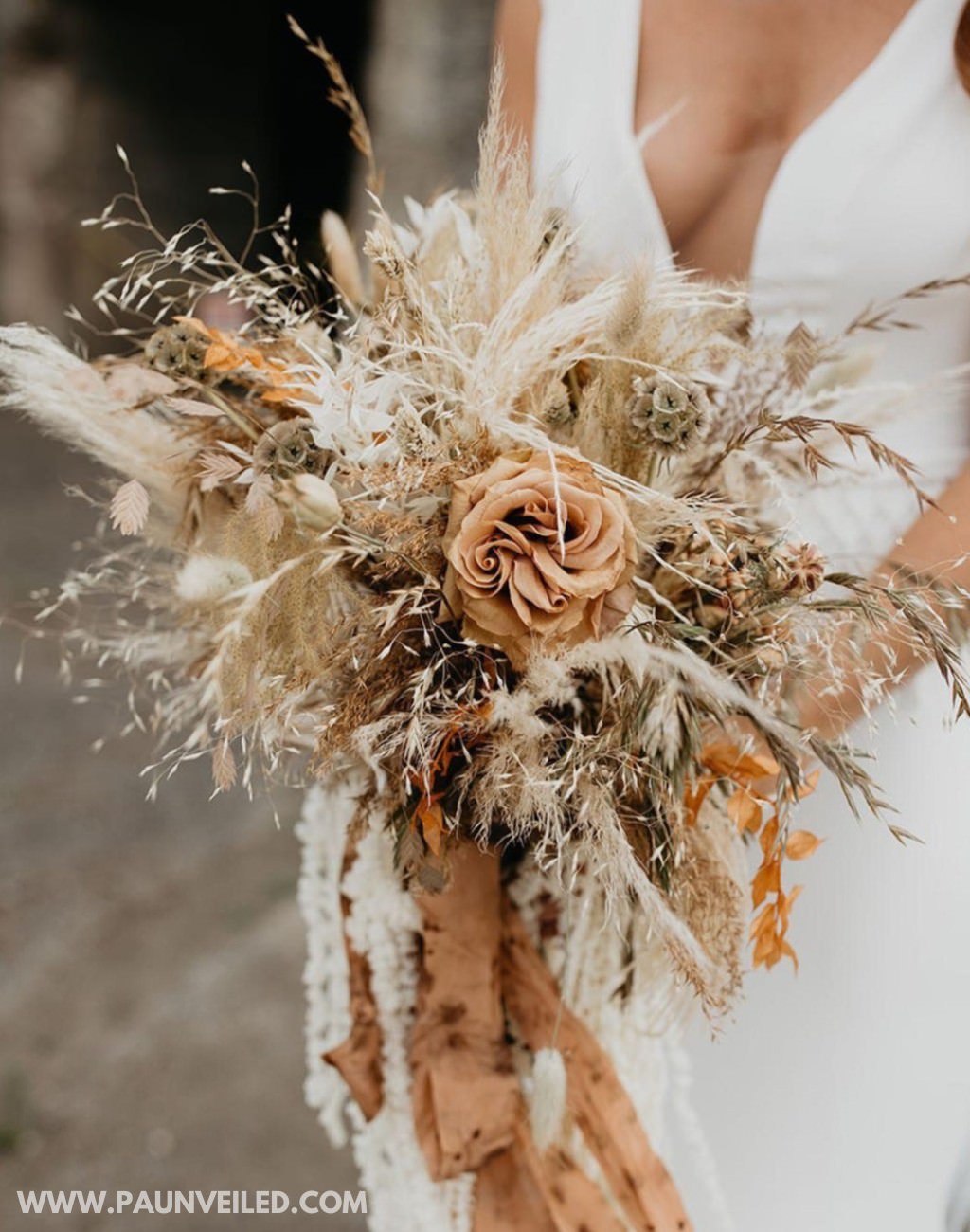 A stunning rustic bridal bouquet for a wedding