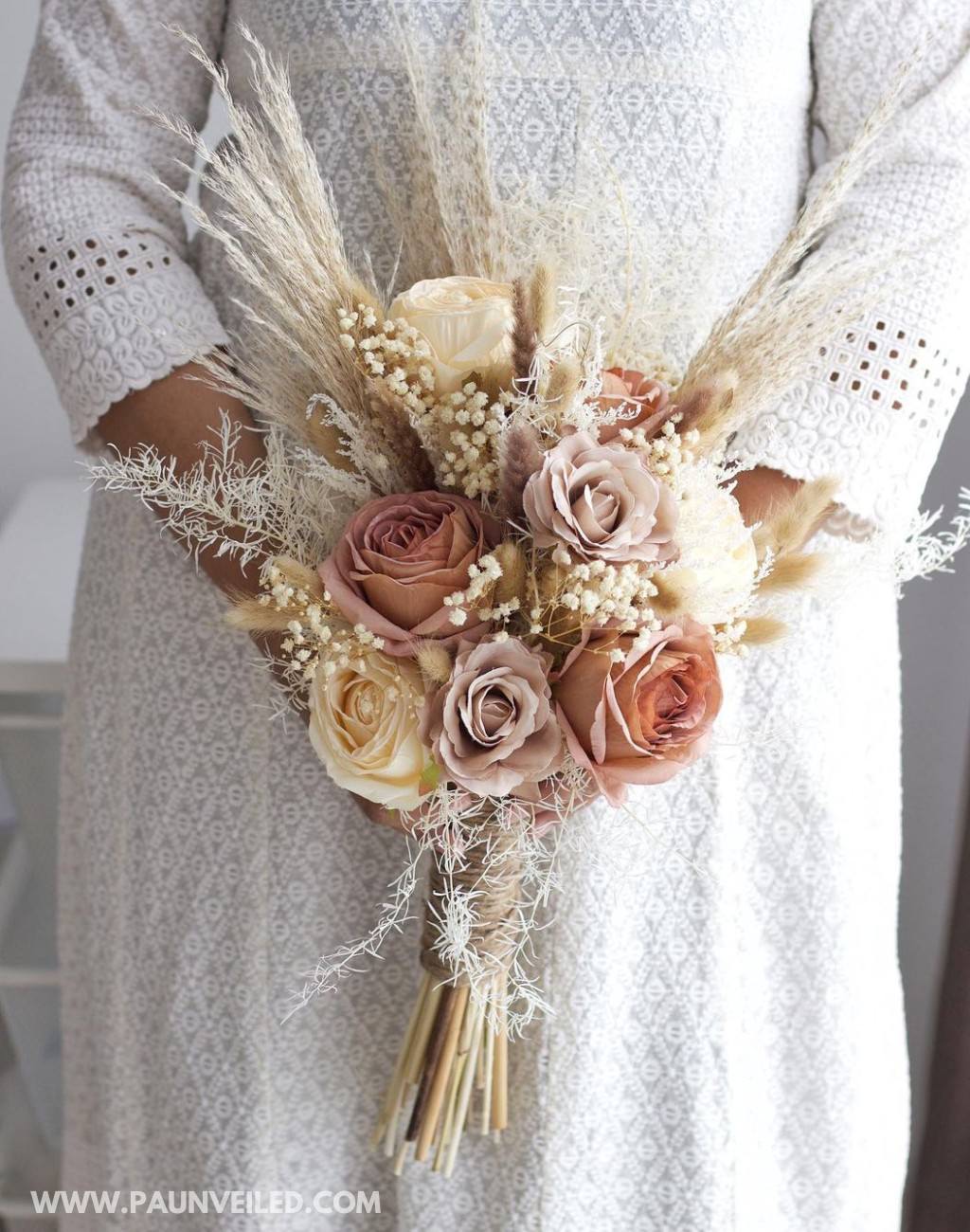 A small country rustic inspired wedding bouquet