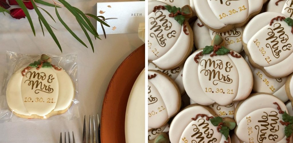 wedding cooking with the name of the couple and the wedding date being served as wedding favors.
