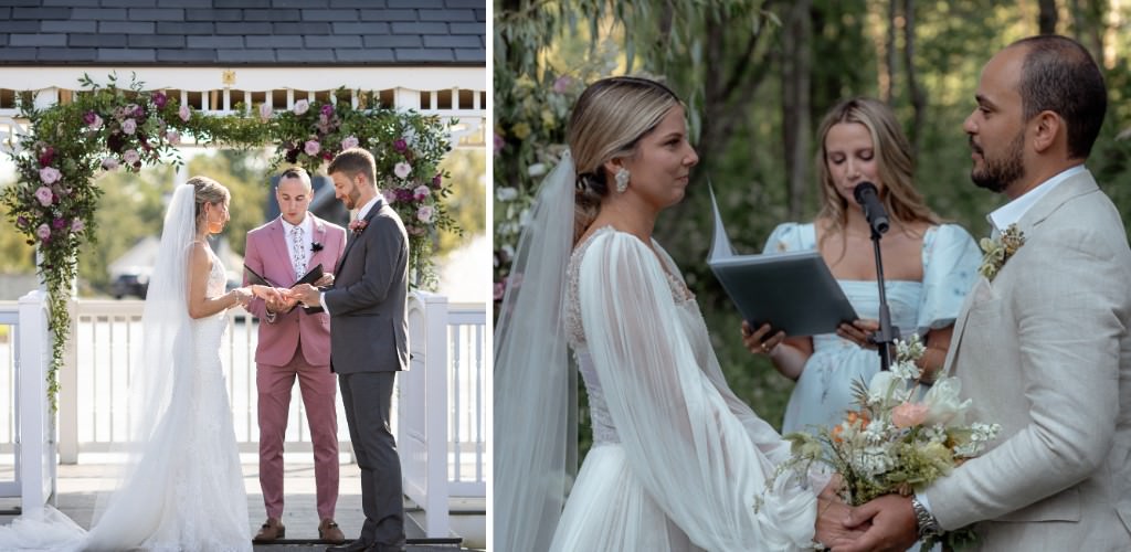 Two separate wedding ceremonies where a family friend or family member is the officiant