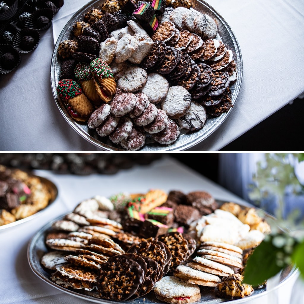 A wedding cookie dessert table display