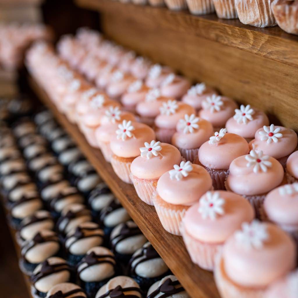 Strawberry and chocolate cupcakes for a wedding