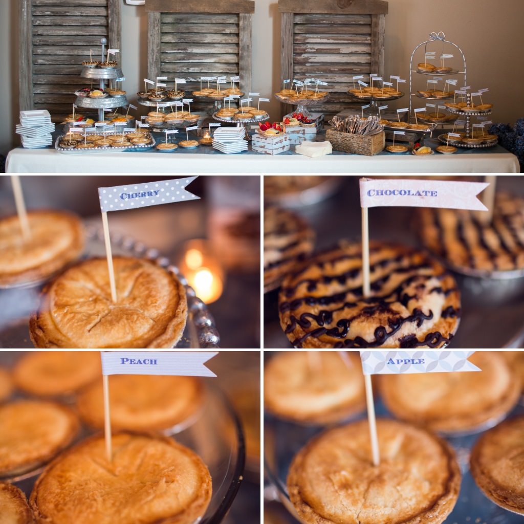A mini pie wedding dessert table