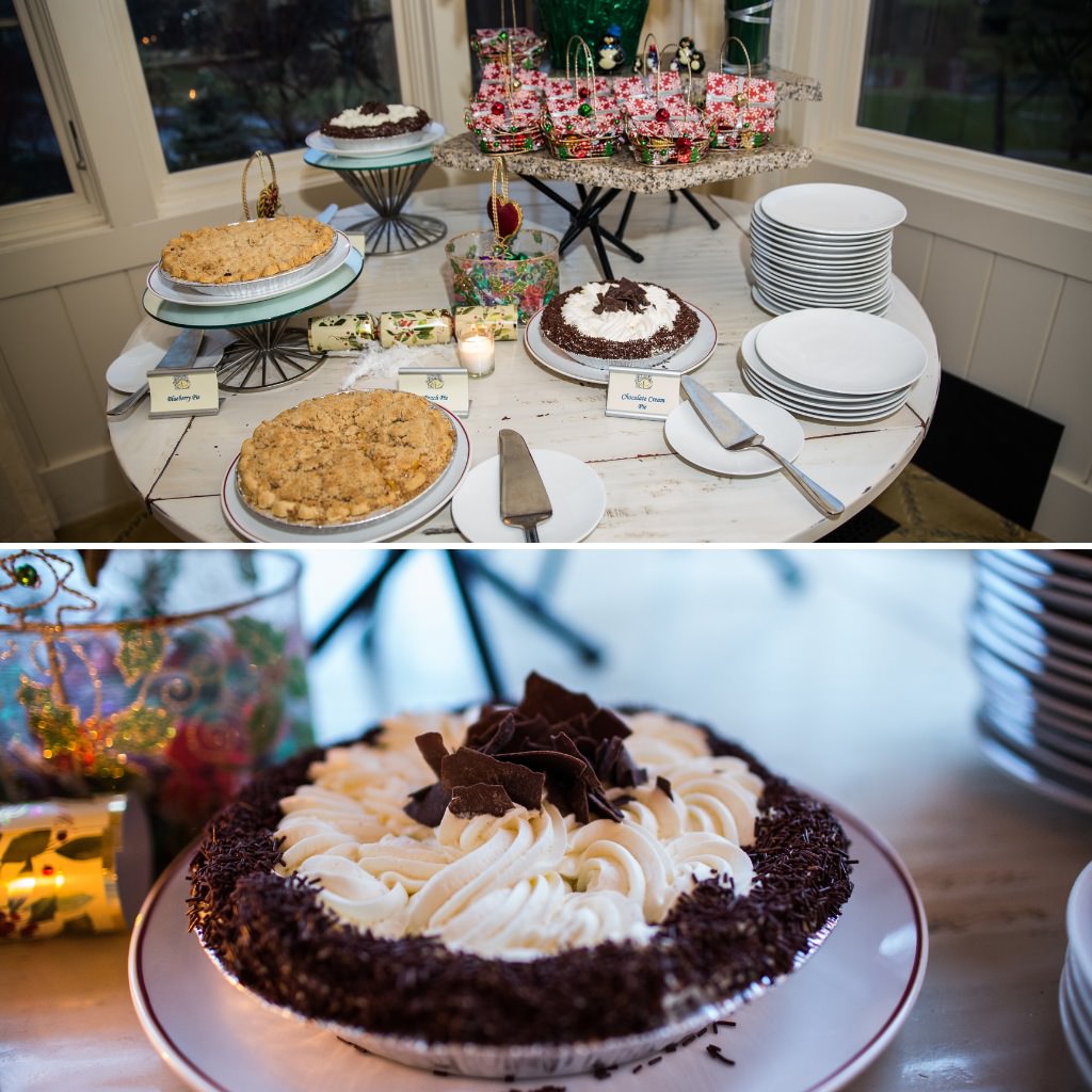 A DIY wedding pie table