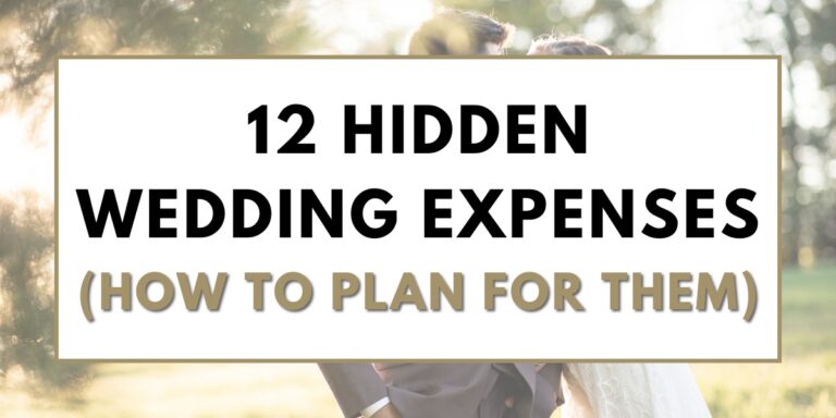 The cover image for the blog post called 12 hidden wedding expenses and how to plan for them. This just shows that text and a faded photo in the background