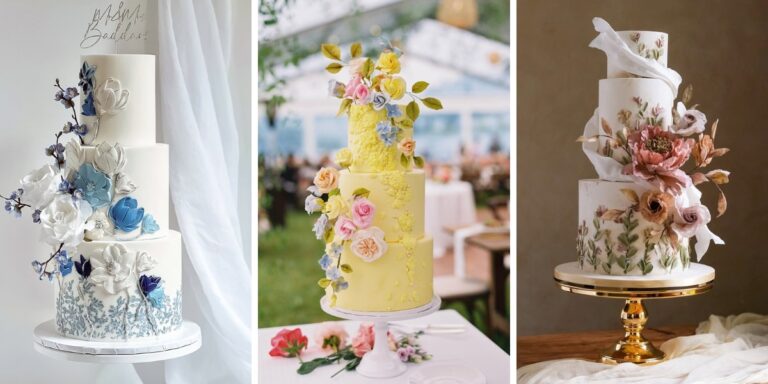 Three different 3-tier wedding cake ideas