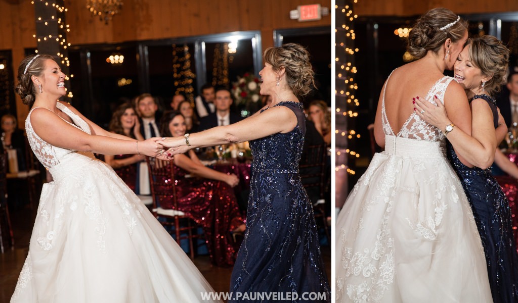 A bride dancing with her mom at the wedding reception