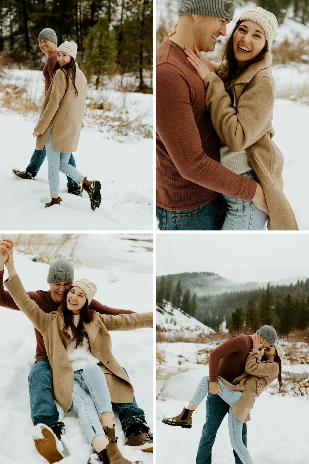 A cute and casual engagement session in the snow
