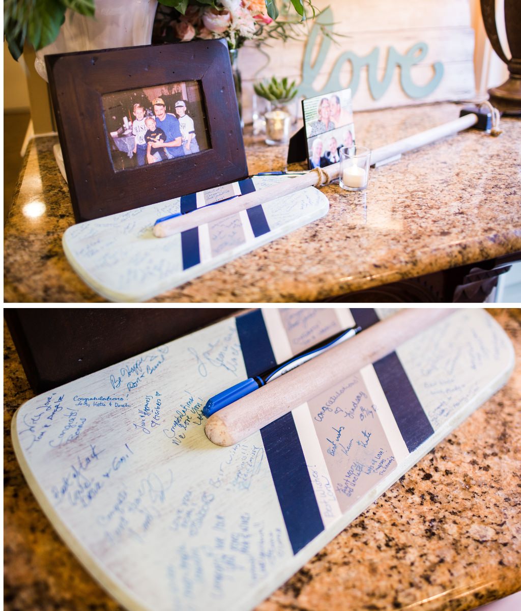 Boat oar wedding guest book. A fun and unique ideas that is an alternative to the traditional book