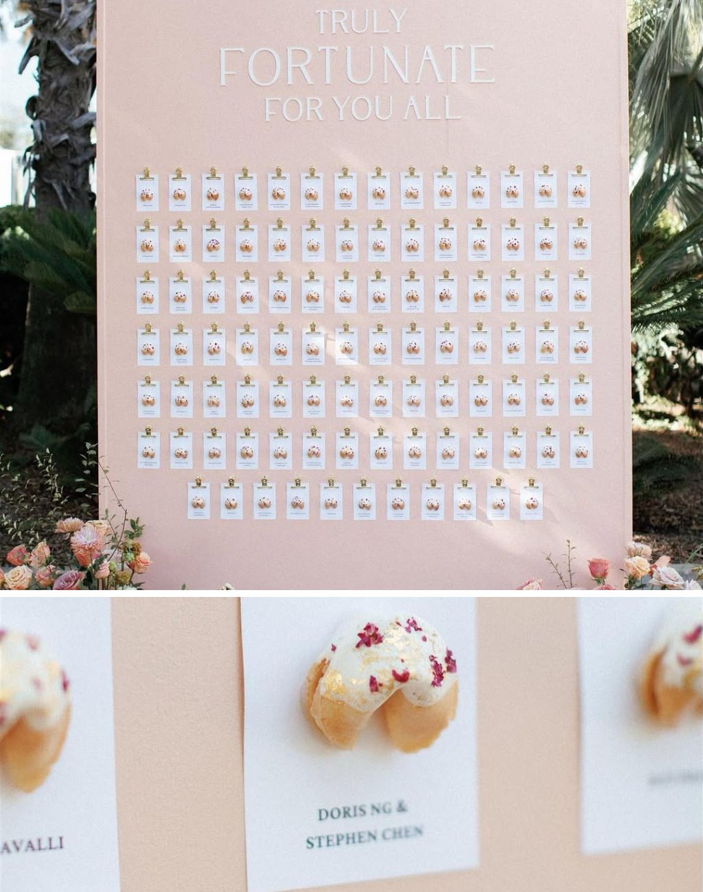 A fortune cookie design wedding seating chart