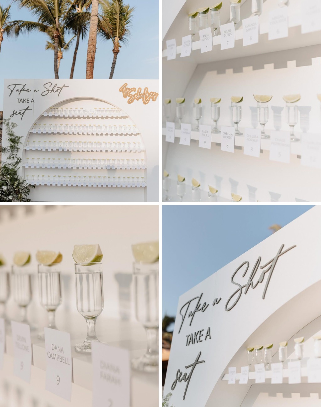 A wedding seating chart assignment where each guest gets a shot