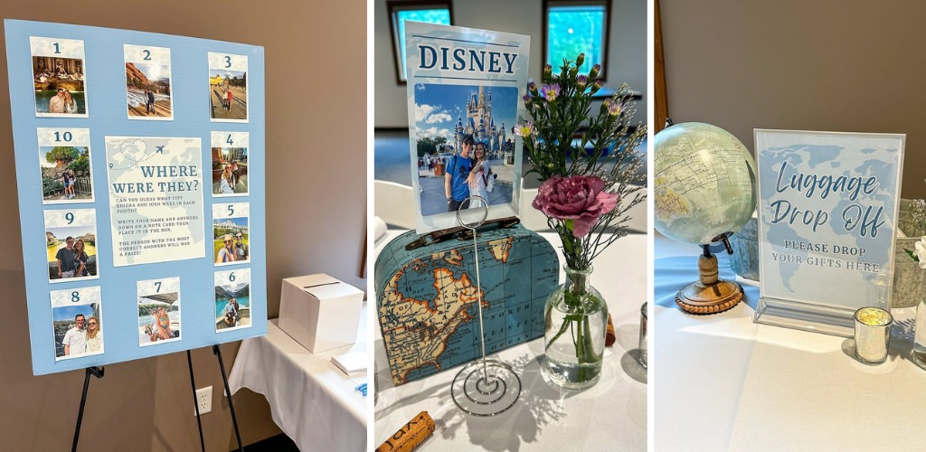 A travel themed wedding shower for couples