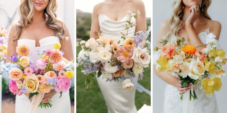 3 different spring wedding bouquets for brides