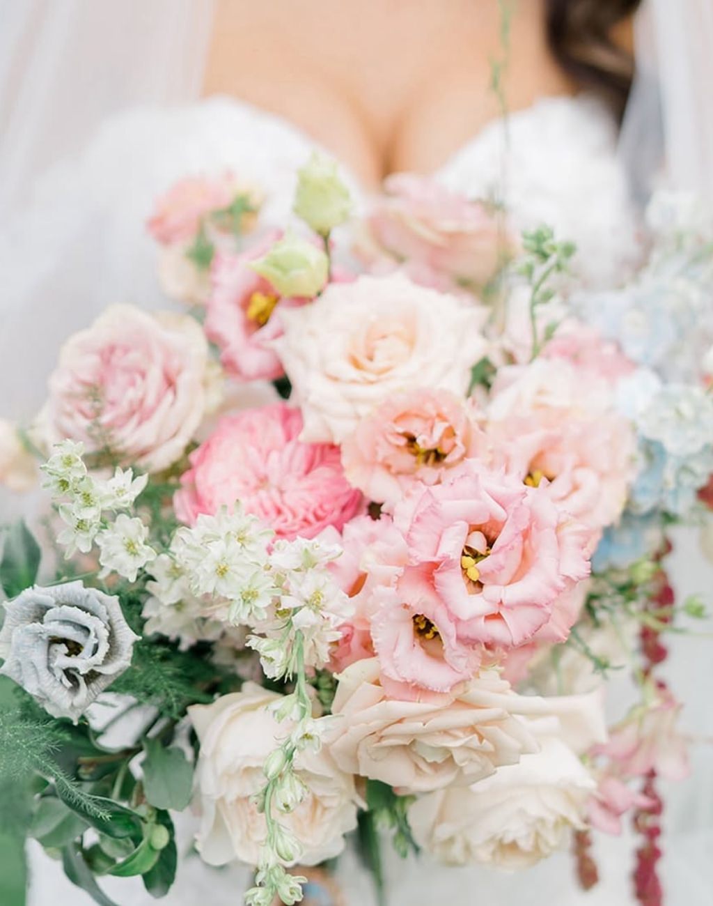 A beautiful soft pink colored spring bridal bouquet