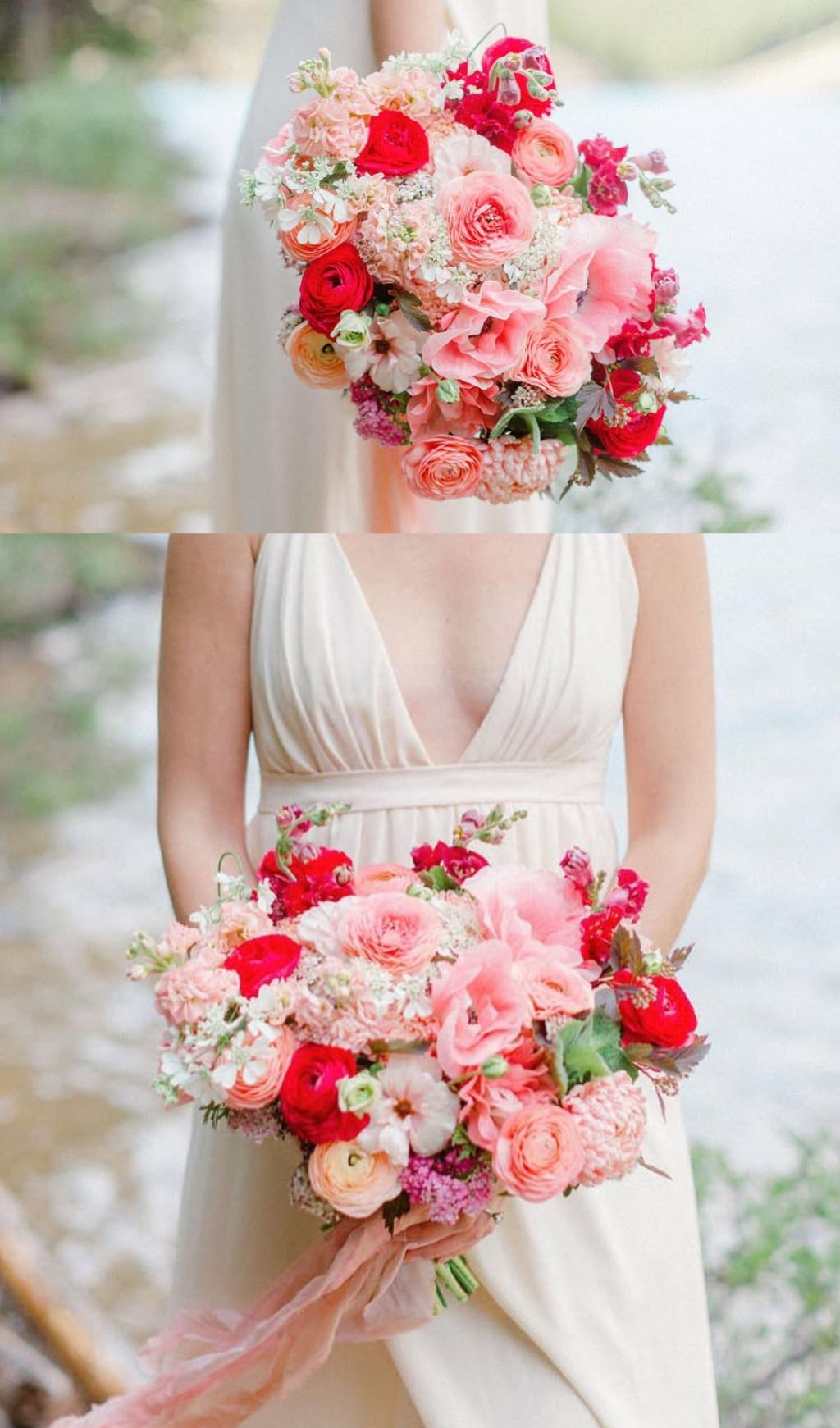 A pretty bridal bouquet for a summer wedding with pink and fuchsia colored flowers