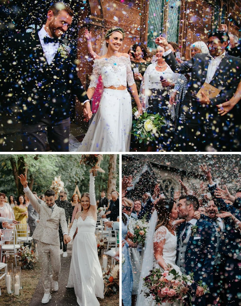 Couples using biodegradable confetti for their wedding ceremony exit