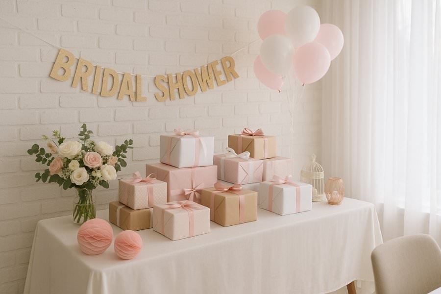 a bridal shower set up